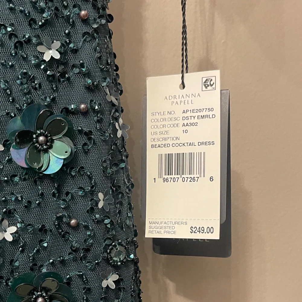 Adrianna Papell Teal Sequin Midi Dress - Picture 2 of 5